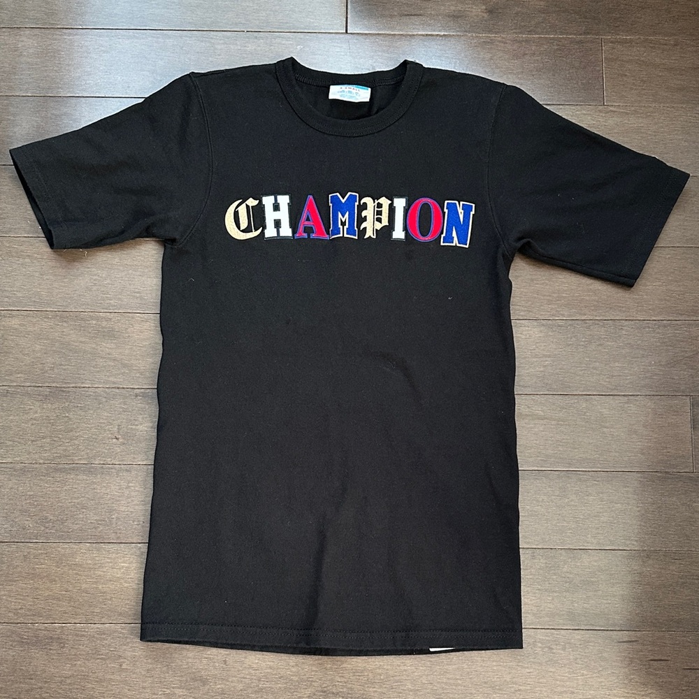 Champion Black Tee with Colorful Logo